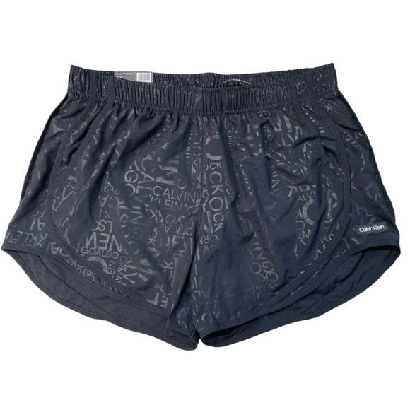 Calvin Klein Performance L black logo print 3” 2-pocket athletic running shorts - Picture 3 of 16